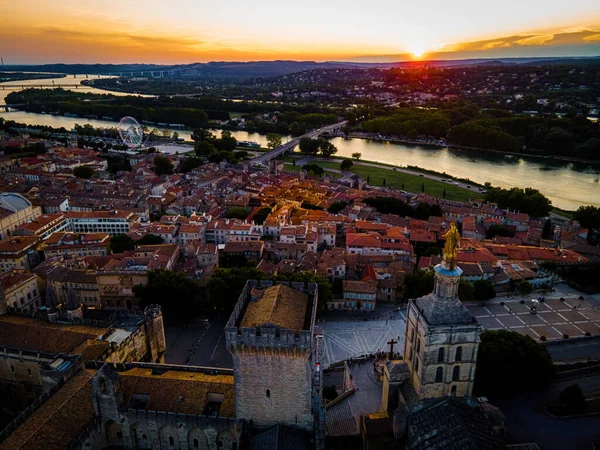 Avignon Hava Manzarası Güneydoğu Frances Provence Bölgesinde Bir Şehir — Stok fotoğraf