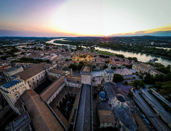 Widok Lotu Ptaka Avignon Miasta Południowo Wschodniej Części Prowansji Frances — Zdjęcie stockowe