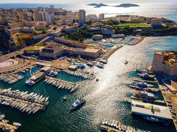 Het Uitzicht Vieux Port Oude Haven Van Marseille Een Havenstad — Stockfoto