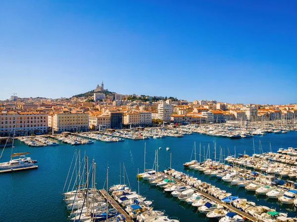 Het Uitzicht Vieux Port Oude Haven Van Marseille Een Havenstad — Stockfoto
