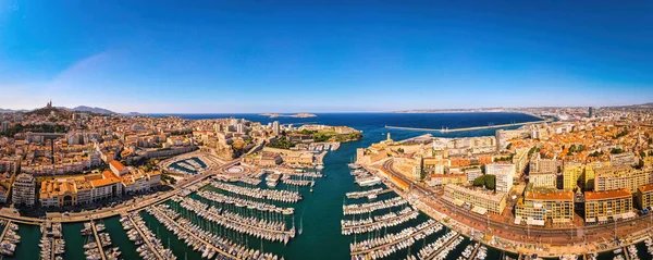 Widok Vieux Port Stary Port Marsylii Miasto Portowe Południowej Francji — Zdjęcie stockowe