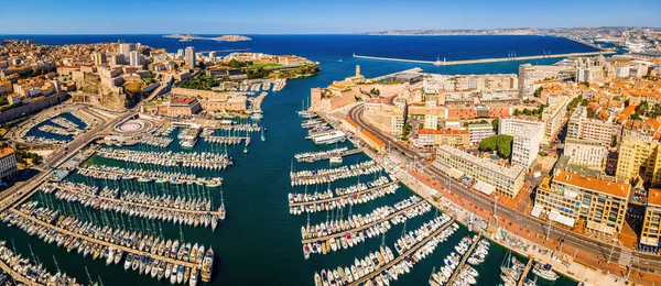 Pohled Vieux Port Starý Přístav Marseille Přístavním Městě Jižní Francii — Stock fotografie