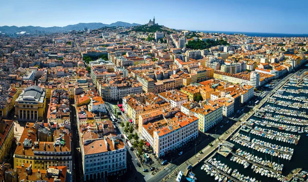 Pohled Vieux Port Starý Přístav Marseille Přístavním Městě Jižní Francii — Stock fotografie