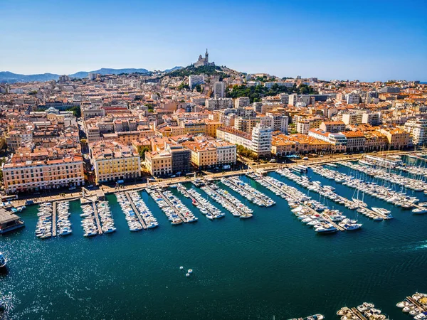 Het Uitzicht Vieux Port Oude Haven Van Marseille Een Havenstad — Stockfoto