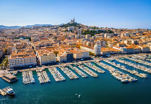 Het Uitzicht Vieux Port Oude Haven Van Marseille Een Havenstad — Stockfoto