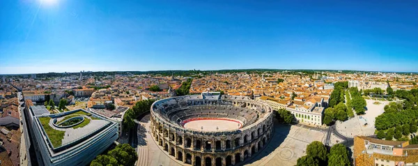 Het Uitzicht Vanuit Lucht Arena Van Nimes Een Oude Romeinse — Stockfoto