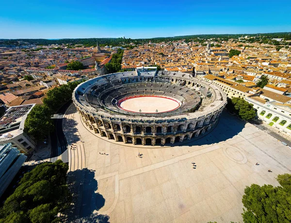 Vue Aérienne Arena Nîmes Une Vieille Ville Romaine Dans Région — Photo