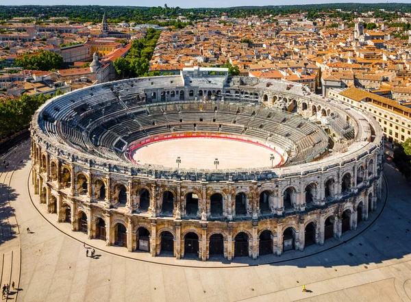 Vue Aérienne Arena Nîmes Une Vieille Ville Romaine Dans Région — Photo