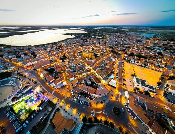 Letecký Pohled Saintes Maries Mer Hlavní Město Camargue Jihu Francie — Stock fotografie