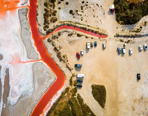 Widok Powietrza Produkcję Soli Camargue Salin Giraud Francja — Zdjęcie stockowe