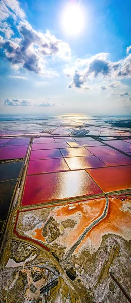 Widok Powietrza Produkcję Soli Camargue Salin Giraud Francja — Zdjęcie stockowe