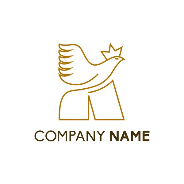优雅的K字母标志设计理念 再加上一只戴着皇冠的鸟的象征矢量说明 图库矢量图片