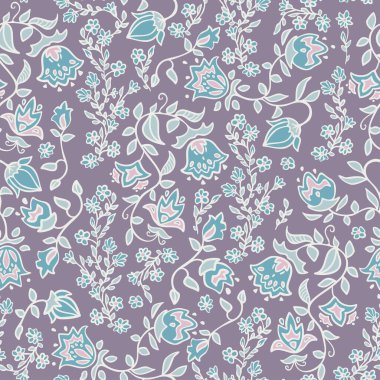 Gül çiçekleri ve yaprakların kusursuz desenli vektör deseni.