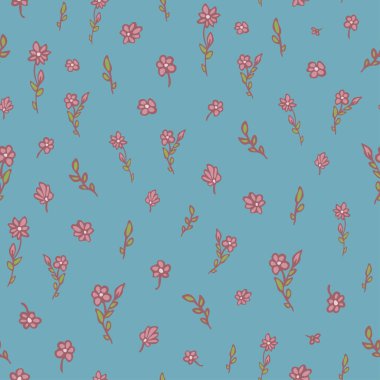 Gül çiçekleri ve yaprakların kusursuz desenli vektör deseni.