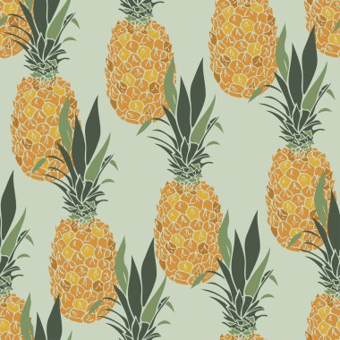 Ananaslı kusursuz bir şablon. Tarafsız arkaplanda ananas tasarımı.