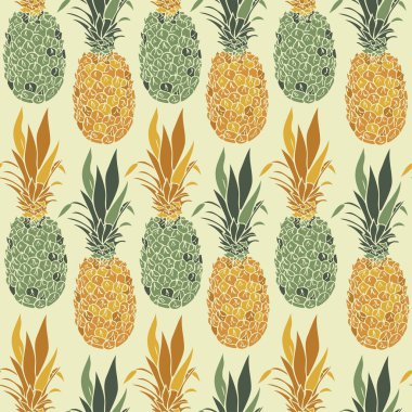 Ananaslı kusursuz bir şablon. Egzotik meyve tasarımı.