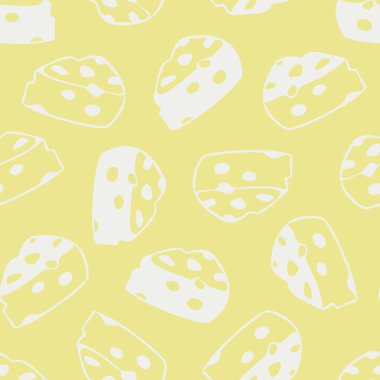 Sarı arka planda beyaz peynirli, pürüzsüz bir şekil. Delikli peynir..