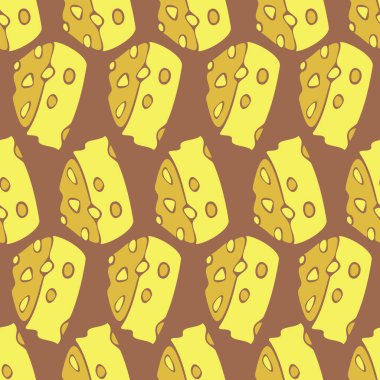 Üçgen peynirli vektörsüz desen. Peynir siluetleriyle tasarım.