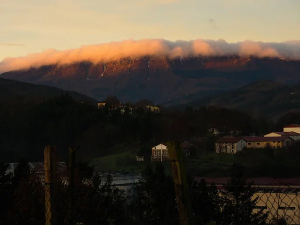 Vista Das Montanhas Com Pôr Sol País Basco — Fotografia de Stock