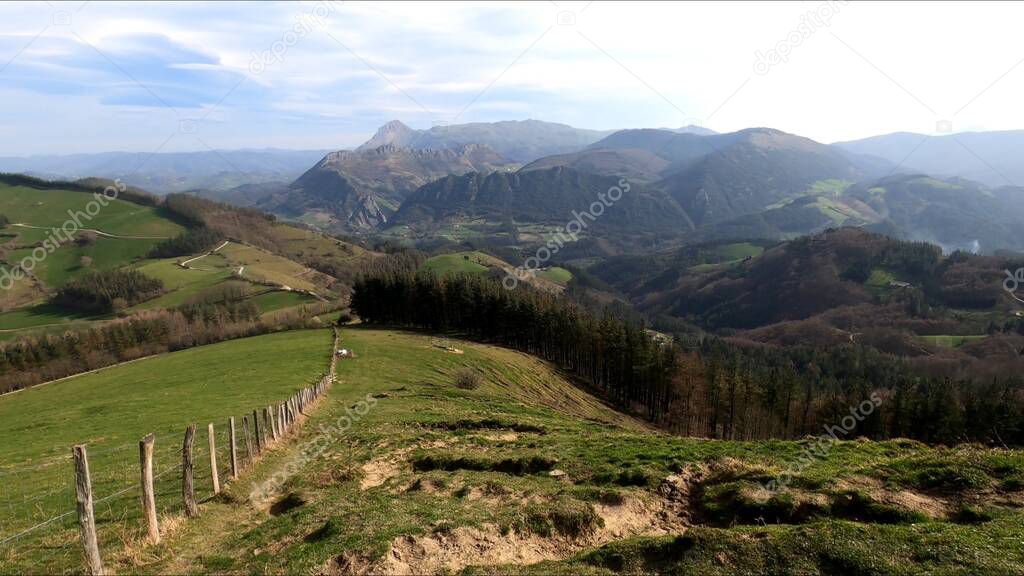 view of Txindoki mountains from another mountain