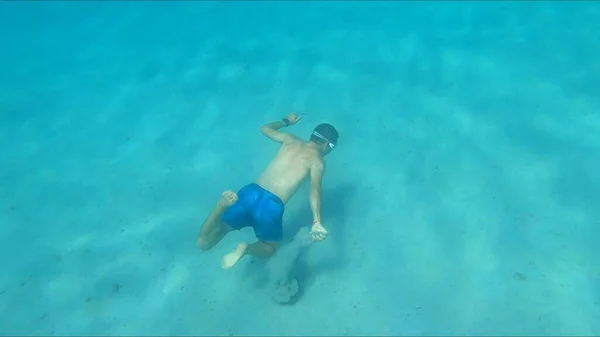 Young Man Snorkeling Menorca — Stock Photo, Image