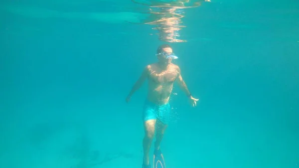 Young Man Snorkeling Menorca — Stock Photo, Image