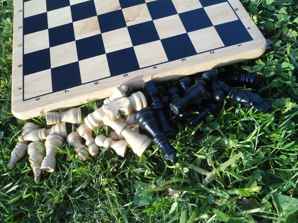 Échiquier avec pièces d'échecs — Photo