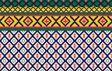 Soyut desen Geometrik etnik doğulu kusursuz desen geleneksel tasarım kullanımı arka plan dokusu, halı, giysi, ambalaj, Batik, kumaş nakış tarzı, Vektör illüstrasyonu.