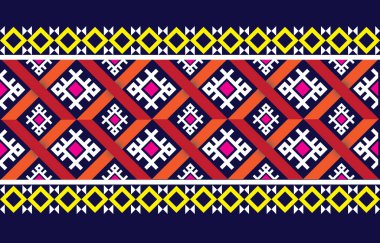 Soyut desen Geometrik etnik doğulu kusursuz desen geleneksel tasarım kullanımı arka plan dokusu, halı, giysi, ambalaj, Batik, kumaş nakış tarzı, Vektör illüstrasyonu