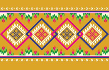 Soyut güzel kumaş geometrik desen geleneksel arka plan, halı, duvar kağıdı, giysi, ambalaj, Batik, kumaş, sarong, Vektör illüstrasyon nakış tarzı, vektör illüstratörü.