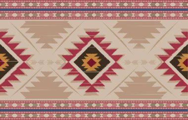 Soyut renkli kumaş, geometrik etnik model, pürüzsüz. Kumaş, perde, arkaplan, halı, duvar kağıdı, giysi, ambalaj, Batik, kumaş, vektör için tasarım.