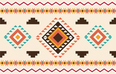 Soyut renkli kumaş Geometrik desenli dikişsiz çiçek rengi doğulu. Kusursuz desen. Kumaş, perde, arkaplan, halı, duvar kağıdı, giysi, ambalaj, Batik, kumaş, vektör için tasarım