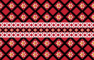 Soyut renkli kumaş Geometrik desenli dikişsiz çiçek rengi doğulu. Kusursuz desen. Kumaş, perde, arkaplan, halı, duvar kağıdı, giysi, ambalaj, Batik, kumaş, vektör için tasarım