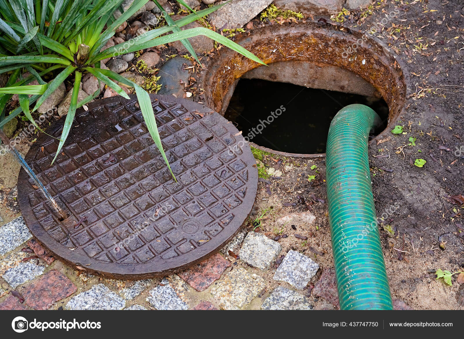 Pumping Septic Tanks Backyard Tank Countryside Stock Photo by ©arti4077