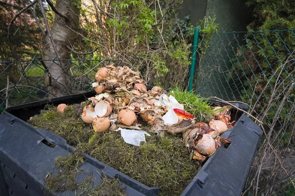 Kunststof Composter Met Voedselresten Tuin — Stockfoto