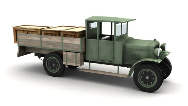Ilustración Camión Militar Polaco Segunda Guerra Mundial Cargado Con Cofres —  Fotos de Stock