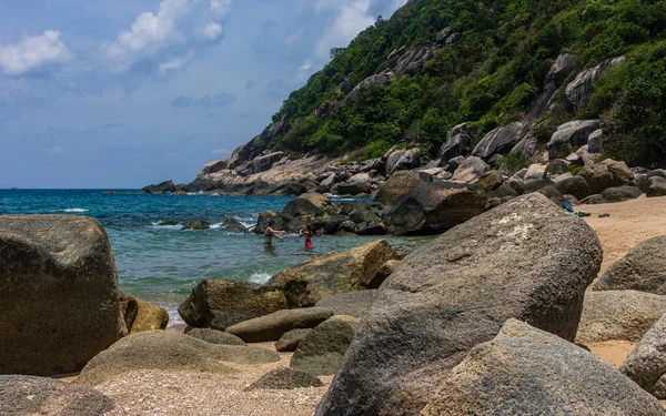 Thaïlande Île Sable Blanc Plage Rocheuse Vue Paysage Vagues Eau — Photo