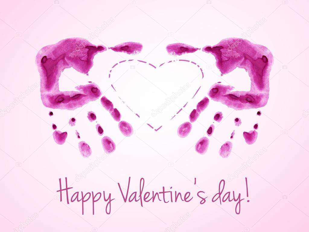 Postcard Heart with a childs palm Postcard Heart with a childs palm