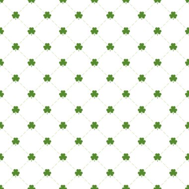 Yonca yaprağı ve tasarım St Patricks Günü öğeleri için rhomb şeklinde çizgiler ile Seamless Modeli.
