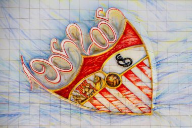 Avrupa, İspanya, Ramn Sanchez Pizjun Stadyumu, Sevilla FC futbol stadyumu. Yüzüncü yüzyıl freski 1905-2005. Stadyumun adı kulübün eski başkanı Ramn Sanchez Pizjun 'dan gelmektedir..