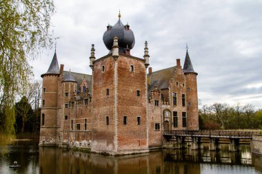 Aartselaar, Belgium, April 16, 2021. Cleydael Castle was originally a medieval feudal moated castle. Private property, it belonged to a golf course.