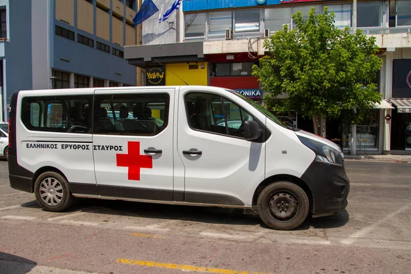 Soluň Řecko Července2021 Sanitka Červeného Kříže Soluni — Stock fotografie