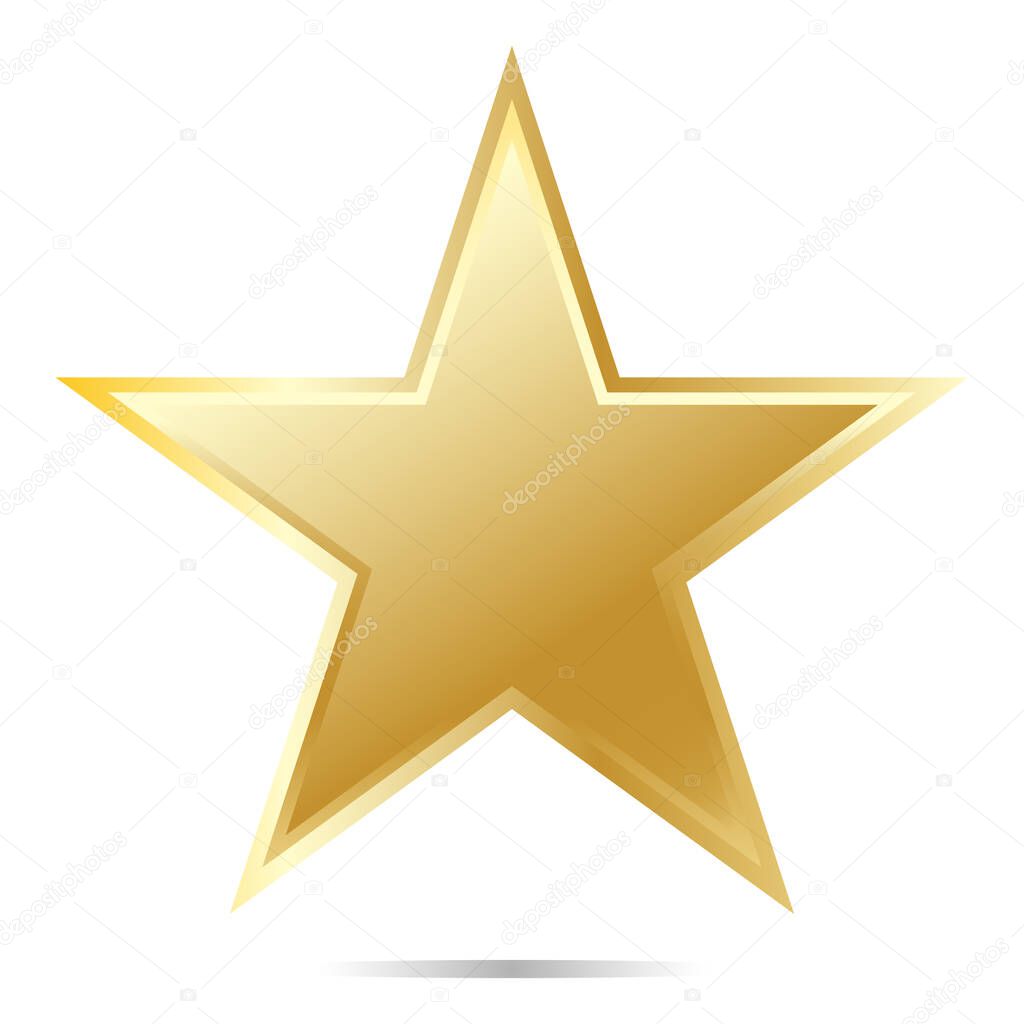  Elegant gold star. Realistic metallic  star isolated on the white background. Vector illustration