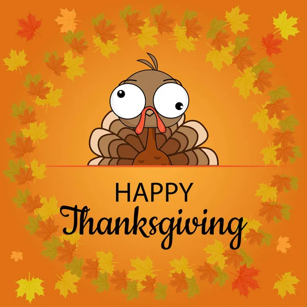 Vektorová Ilustrace Happy Thanksgiving Celebration Design Kresleným Tureckem Podzimními Listy — Stockový vektor