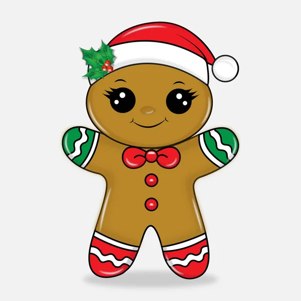 Gingerbread Man Bolacha Pão Gengibre Férias Ilustração Qualitativa Para Dia — Vetor de Stock