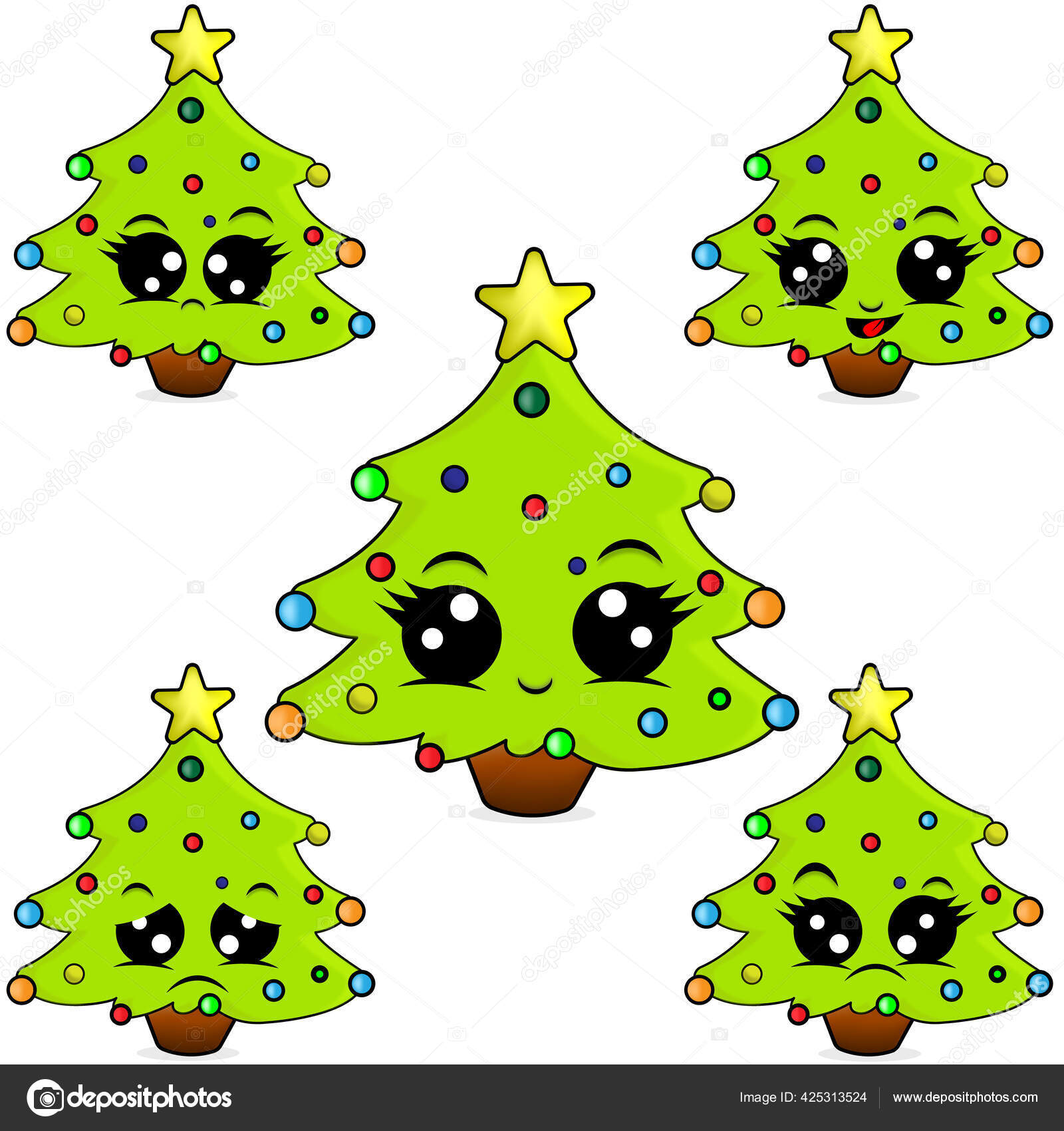 Cartoon Christmas Trees Different Expressions Isolated White Background Stock Photo by ©MaryLev 425313524 Cartoon Christmas Trees Different Expressions Isolated White Background Stock Photo by ©MaryLev 425313524