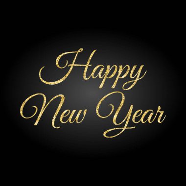  Siyah arkaplan üzerine Mutlu Yıllar mesajı. Noel afişleri, arka plan, posterler, hediye etiketleri ve etiketleri için lüks tatil tasarımı.