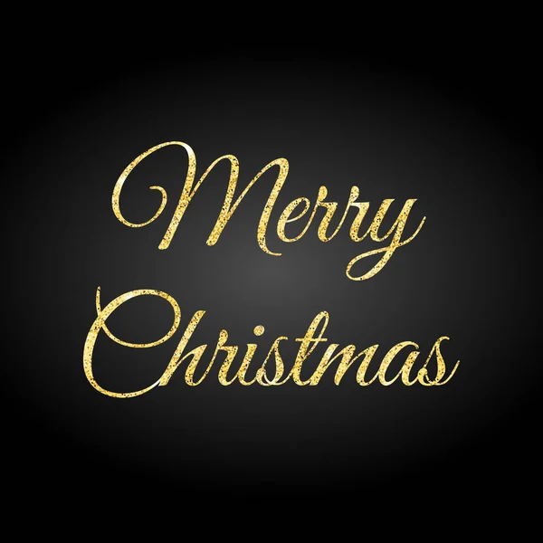 Счастливого Рождества Эффектом Золотистого Блеска Изолированного Черном Фоне Блестящие Буквы — стоковый вектор