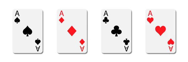 Conjunto Cuatro Ases Baraja Cartas Diseño Para Jugar Póquer Casino — Vector de stock