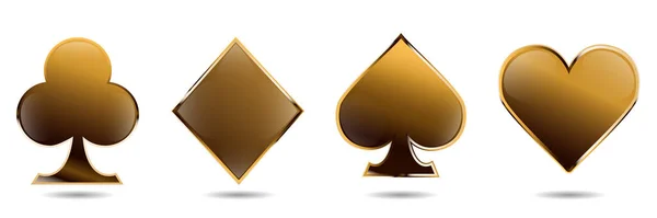 Set Spielkarten Mit Goldenem Umriss Für Poker Und Casinospiele Vektorillustration — Stockvektor